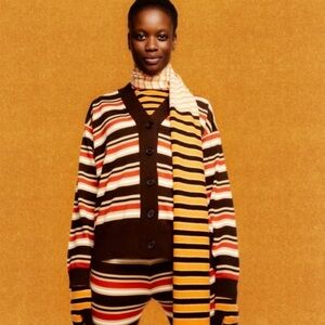 Rare UNIQLO x Marni Striped Button Down Cardigan- Wool Blend